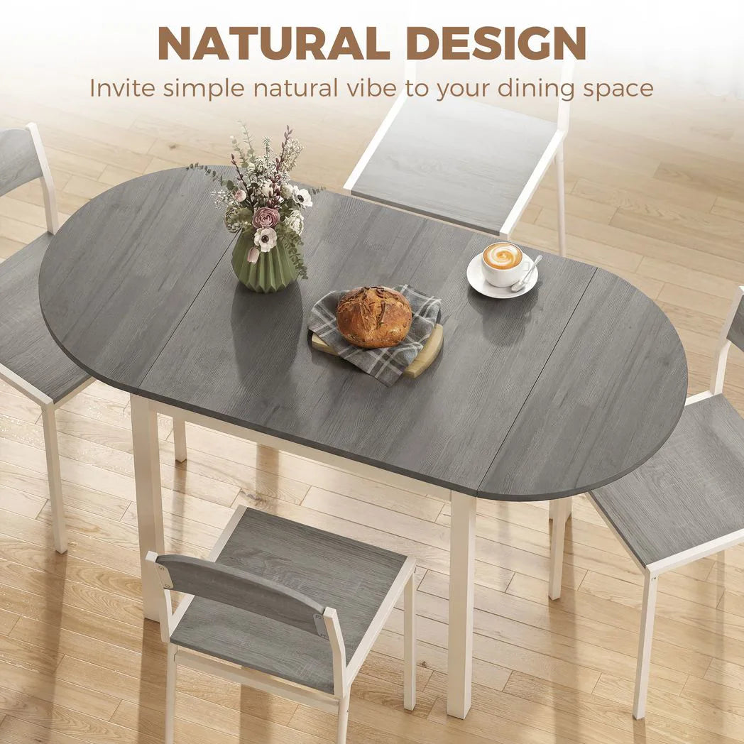 HOMCOM 4-6 Person Wooden Drop-Leaf Table - Grey