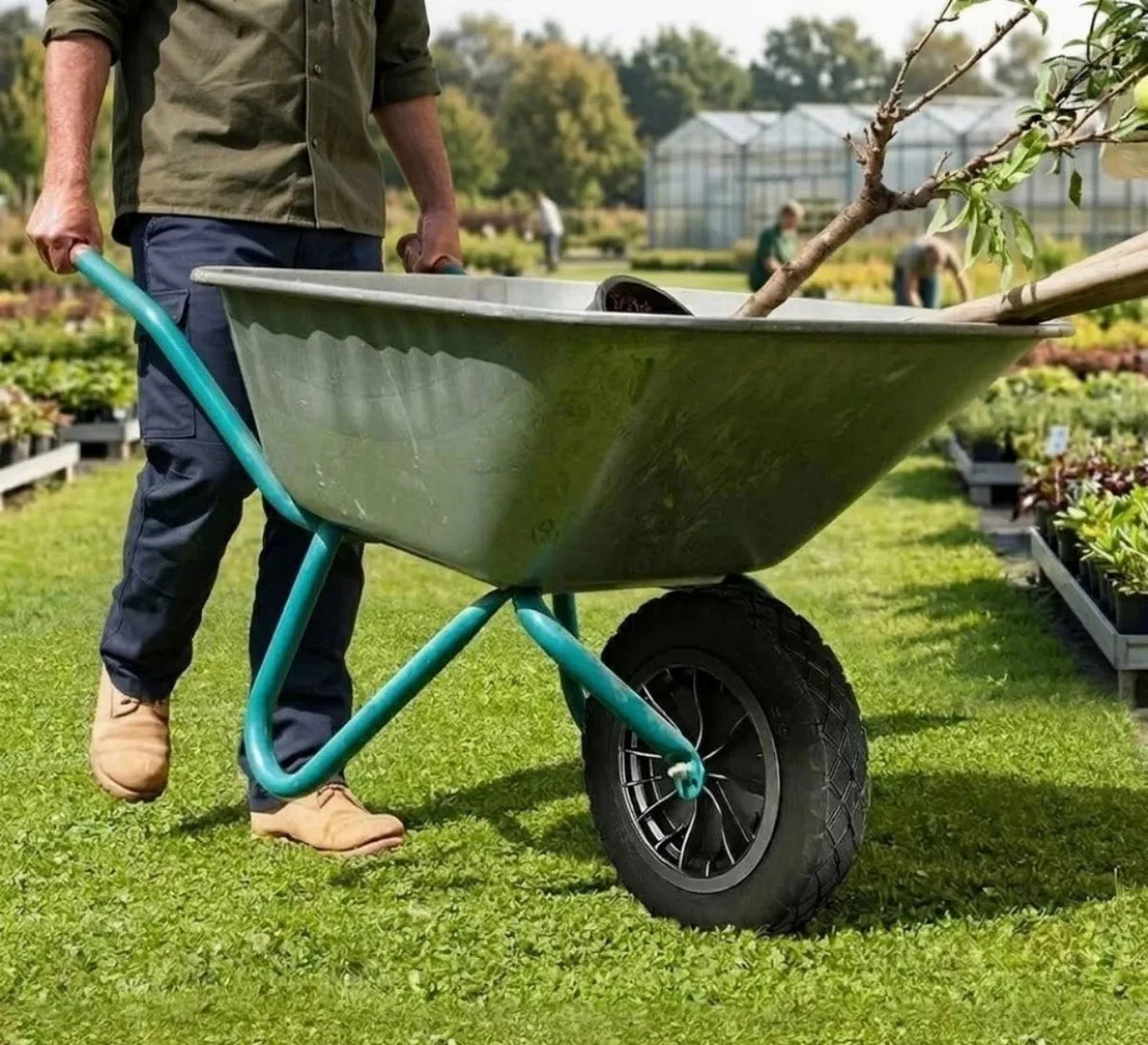 PU Wheelbarrow Wheel 14 inch 3.50-8 Puncture Proof Solid Heavy Duty Tyre Black