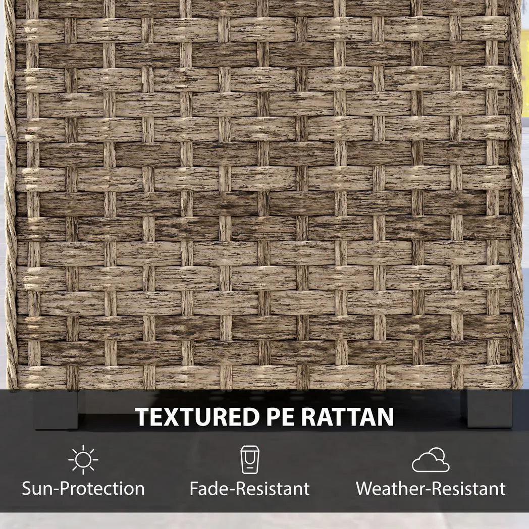Outsunny Outdoor Coffee Table with Storage Shelf, PE Rattan Side Table with Slatted Top and Foot Pads, Light Brown