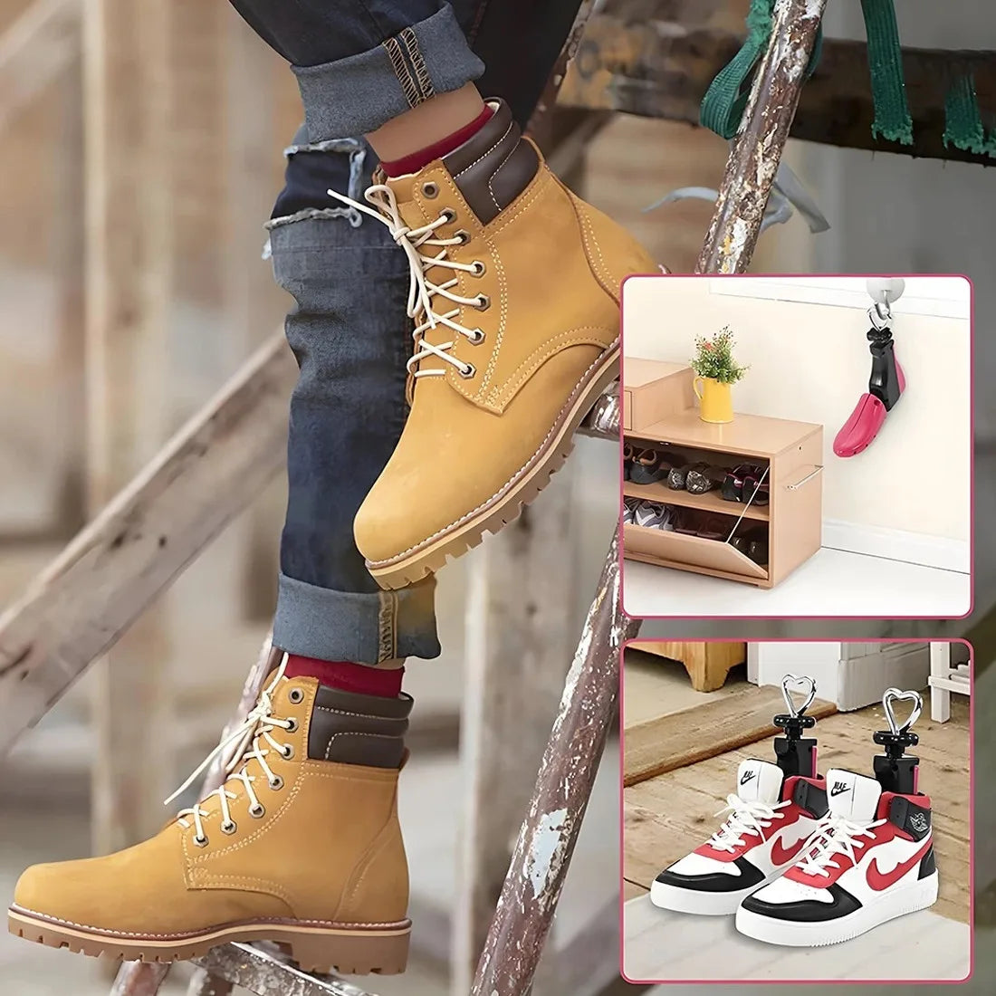 Boot Shoe Stretcher for Men, Shoe Tree Expander Women Stretch Width, Adjustable-yellow
