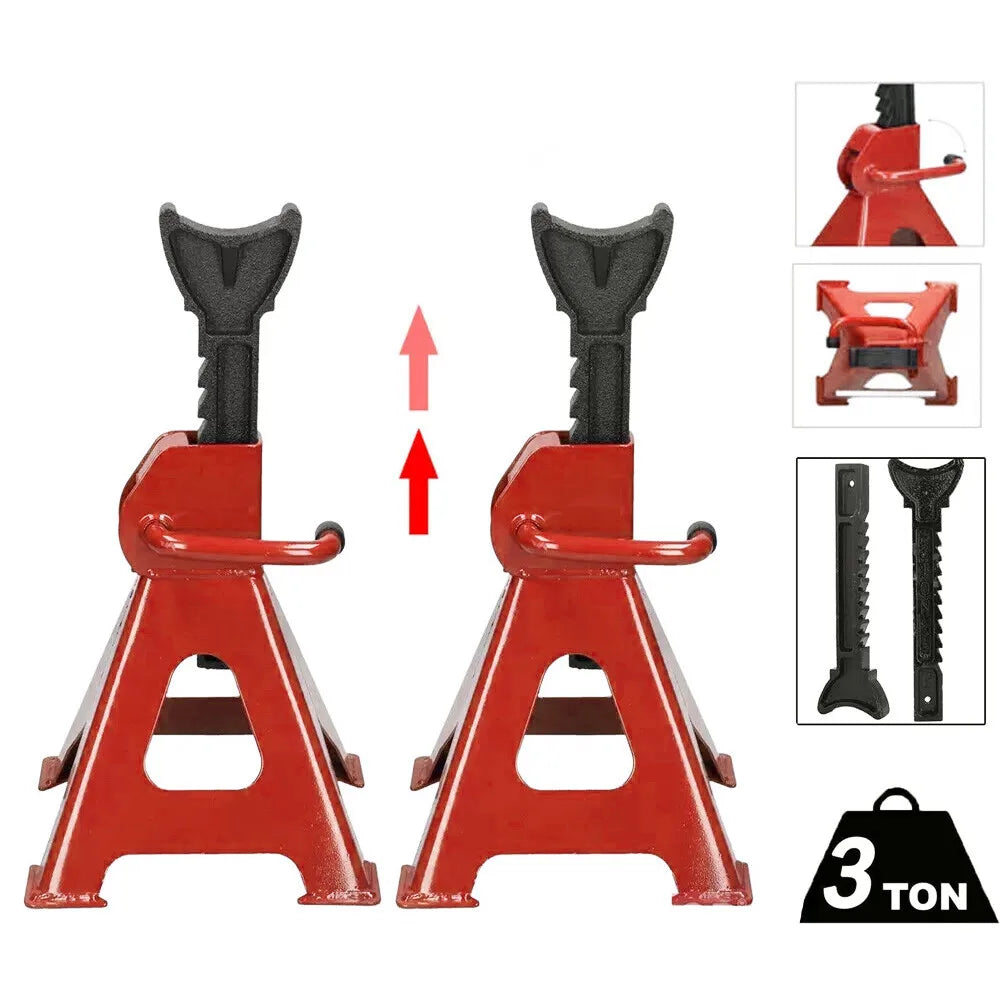 2Pcs 3 Ton Heavy Duty Axle Stands Floor Jack Lifting Capacity Stand Car Caravan