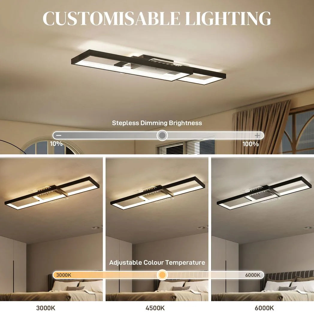 HOMCOM LED Ceiling Light, Modern Dimmable Ceiling Light with Wall Switch & Remote Control, Flush Mount Fixture Lamp with 3000-6000K Colour Temperatures for Living Room, Bedroom, Black