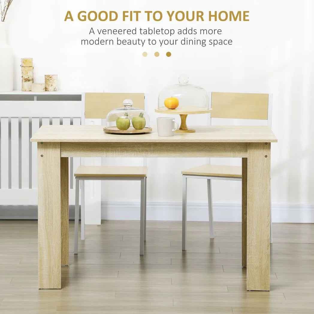 HOMCOM Dining Table for 4-6 People, Kitchen Table with Wood Effect for Dining Room, Oak