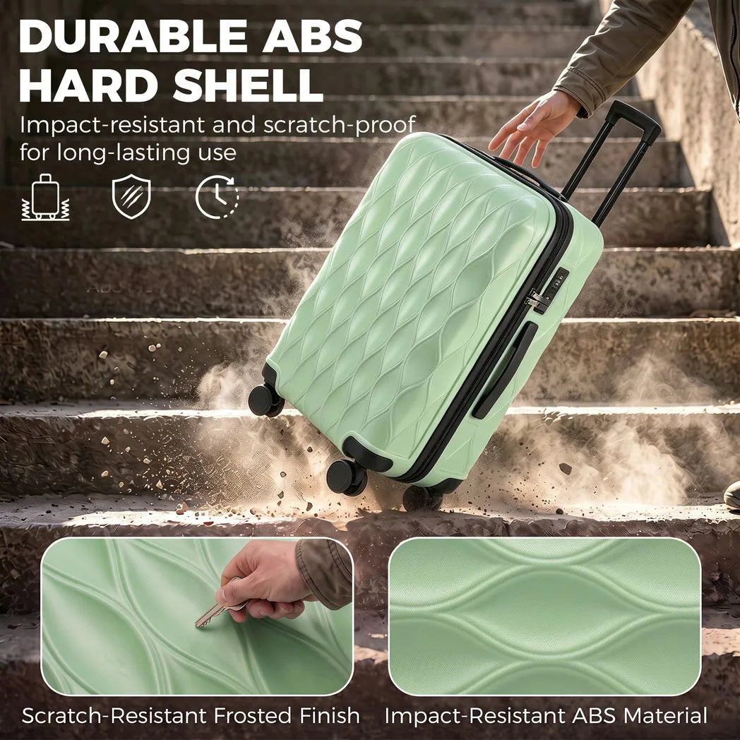 HOMCOM 24Inch Suitcase, ABS Hard Shell Checked Luggage with TSA Lock, Spinner Wheels, Telescopic Handle, Green