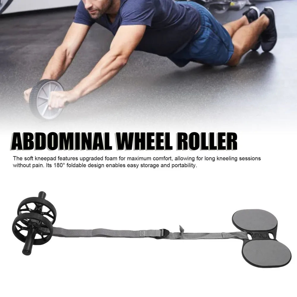 Abdominal Wheel Roller With Automatic Rebound Pull Strap Knee Pad Men Women Dual