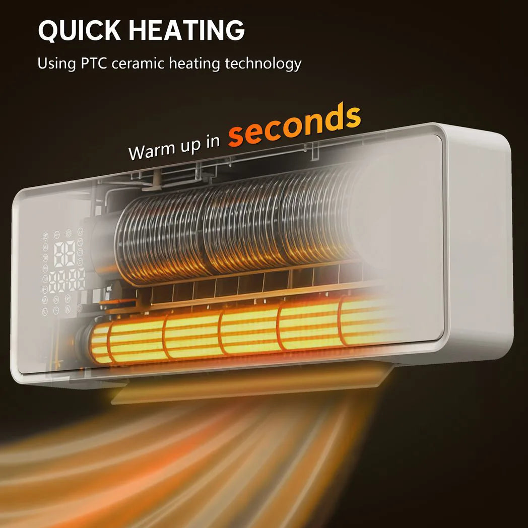 HOMCOM 2000W Ceramic Electric Heater with Fan, Adjustable Thermostat, Wall Mounted - White