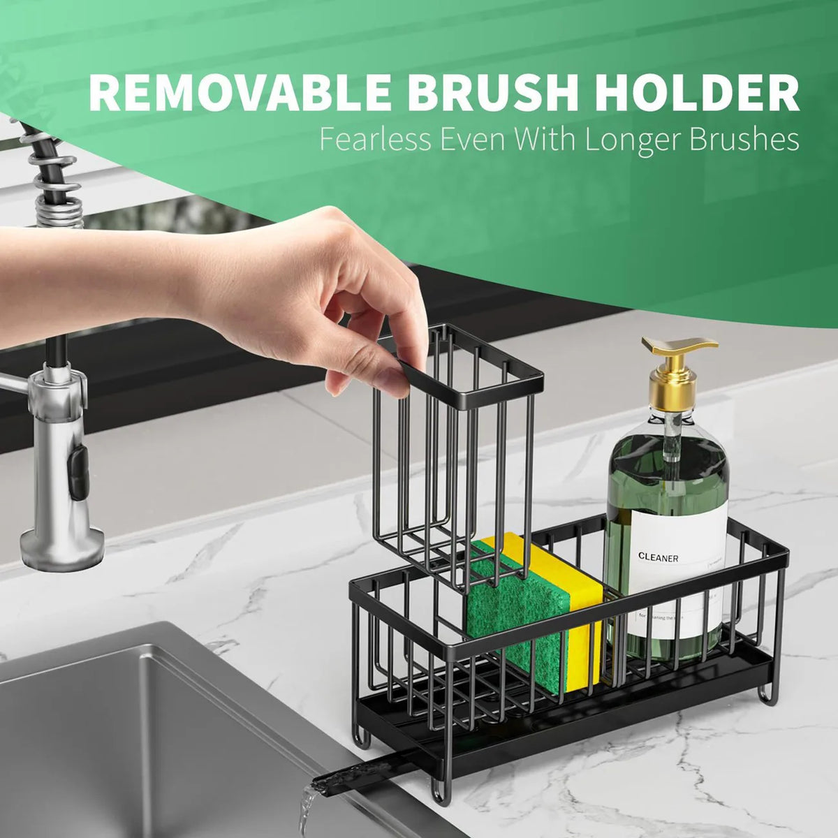 Kitchen Sink Rack Sponge Holder Soap Dish Drain Storage Organizer Brush Holder (US Logistics only For USPS.TK/TMEU only For self-pickup)