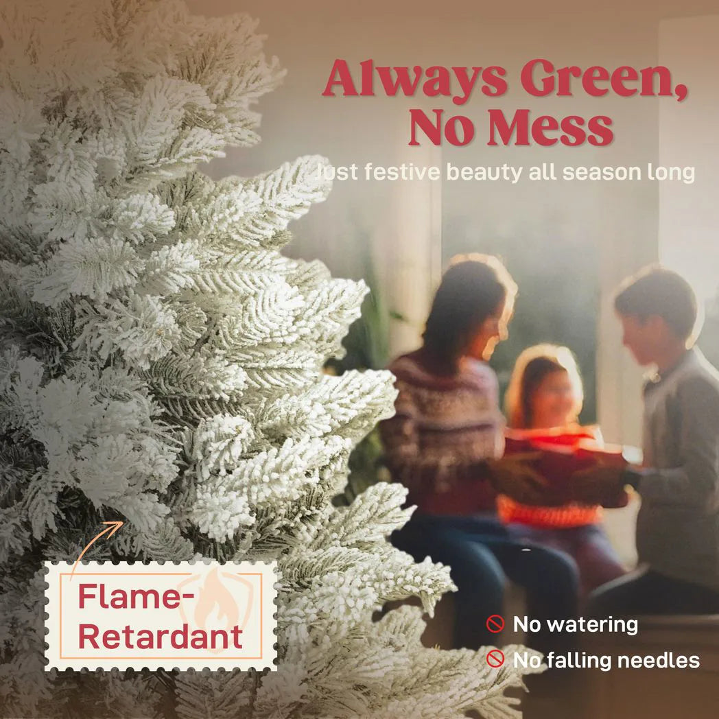 HOMCOM 5ft Snow Flocked Artificial Christmas Tree