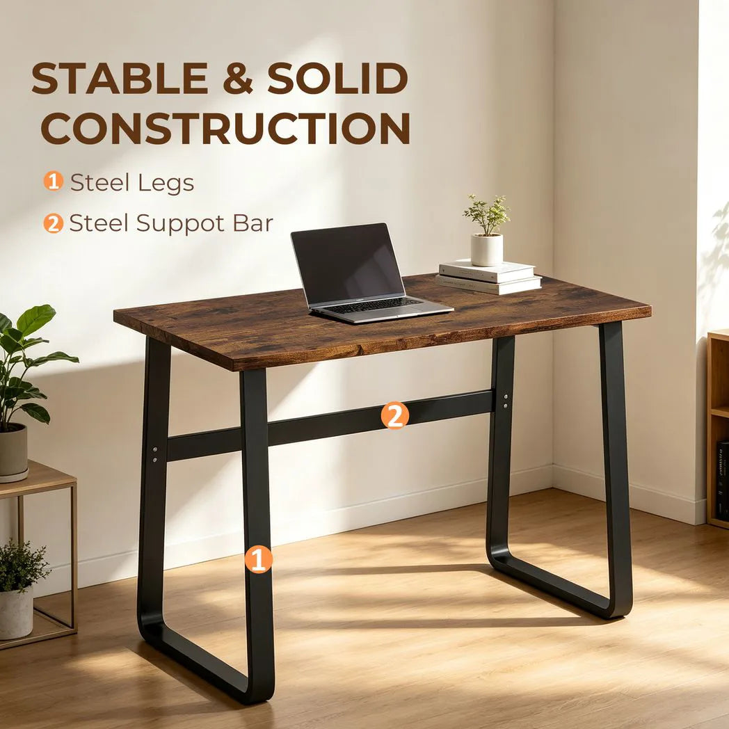 HOMCOM Industrial Writing Desk With Metal Legs, 100 x 58 x 74.5cm, Rustic Brown and Black