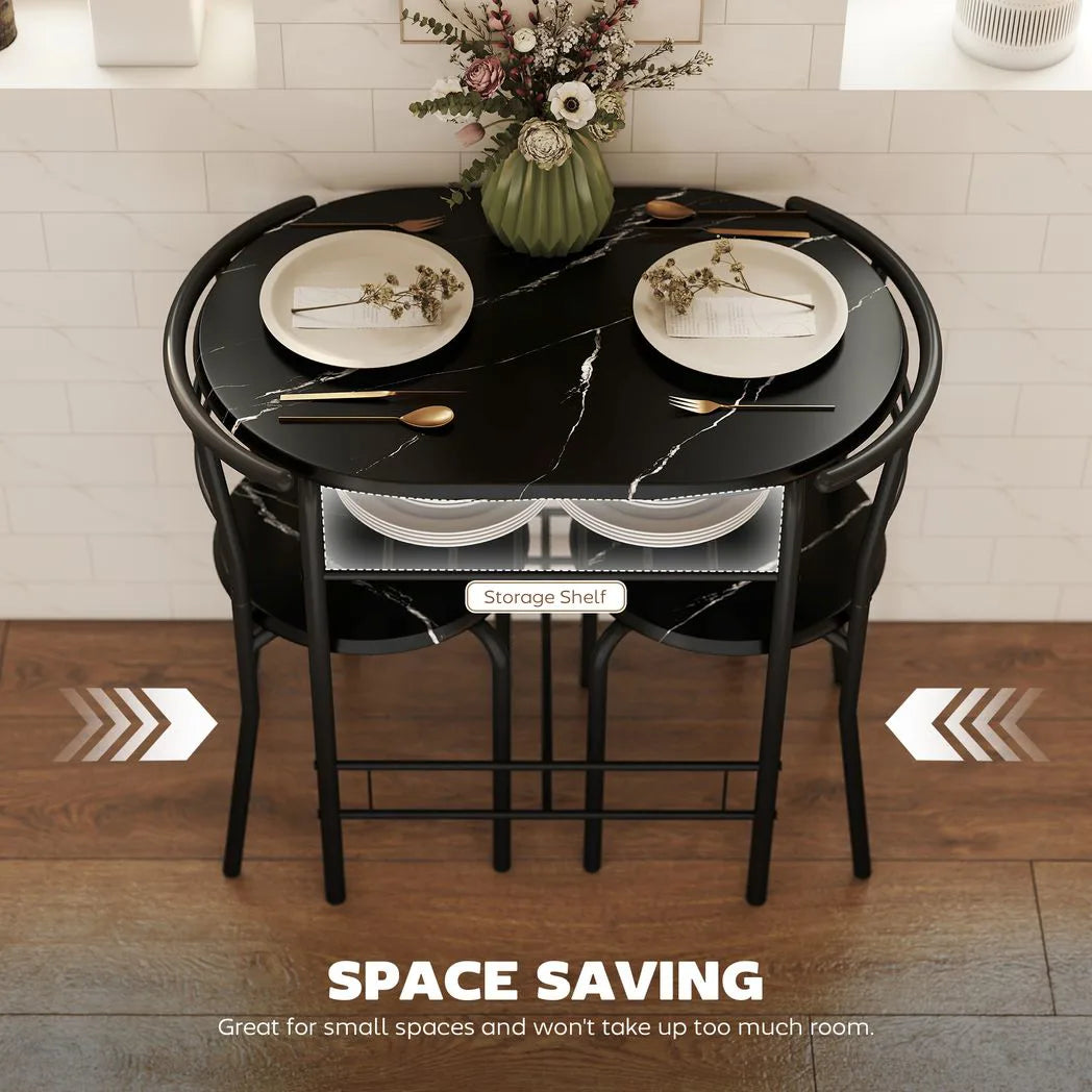 HOMCOM Three-Piece Compact Dining Set - Black