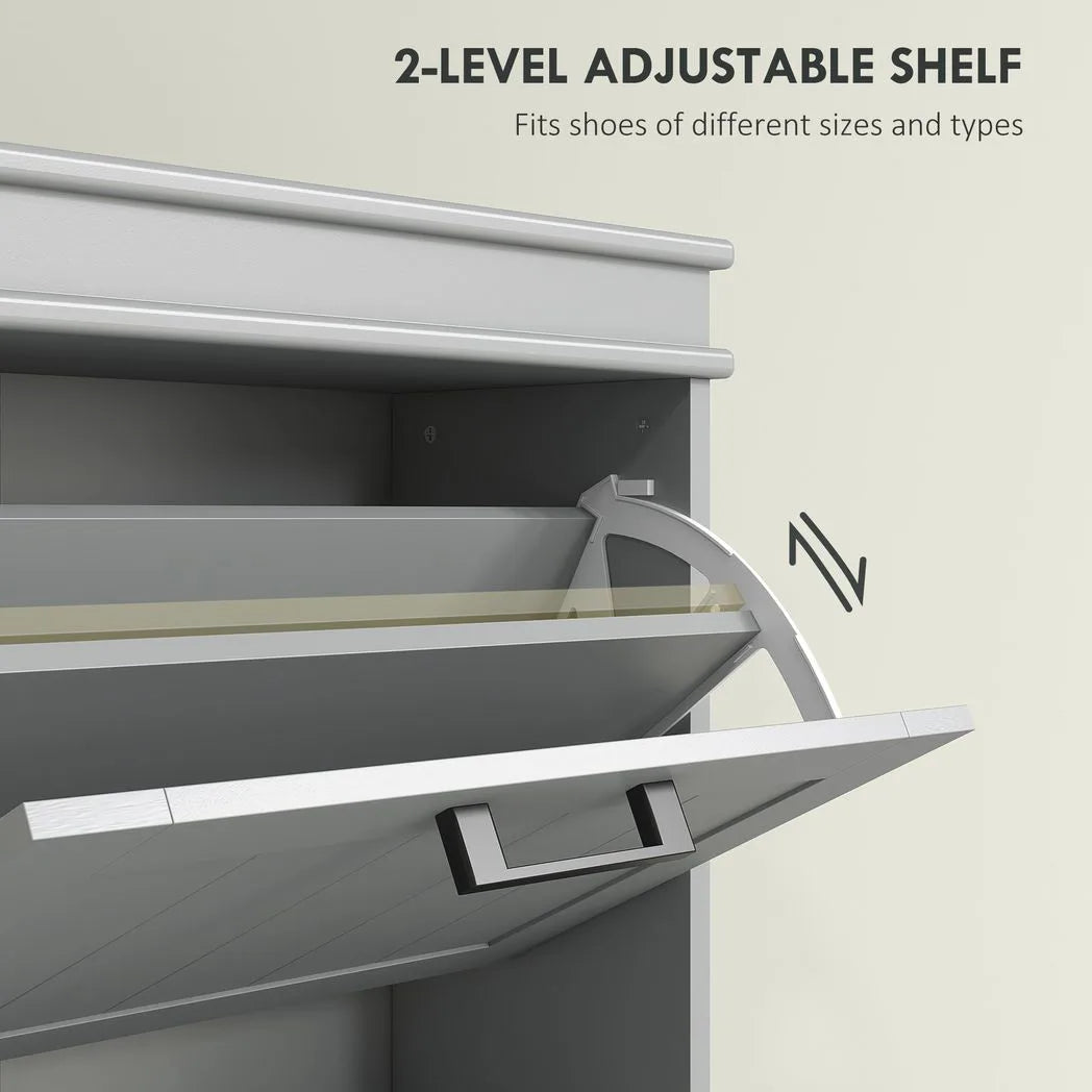 HOMCOM Three-Drawer Minimalistic Shoe Cabinet - Grey