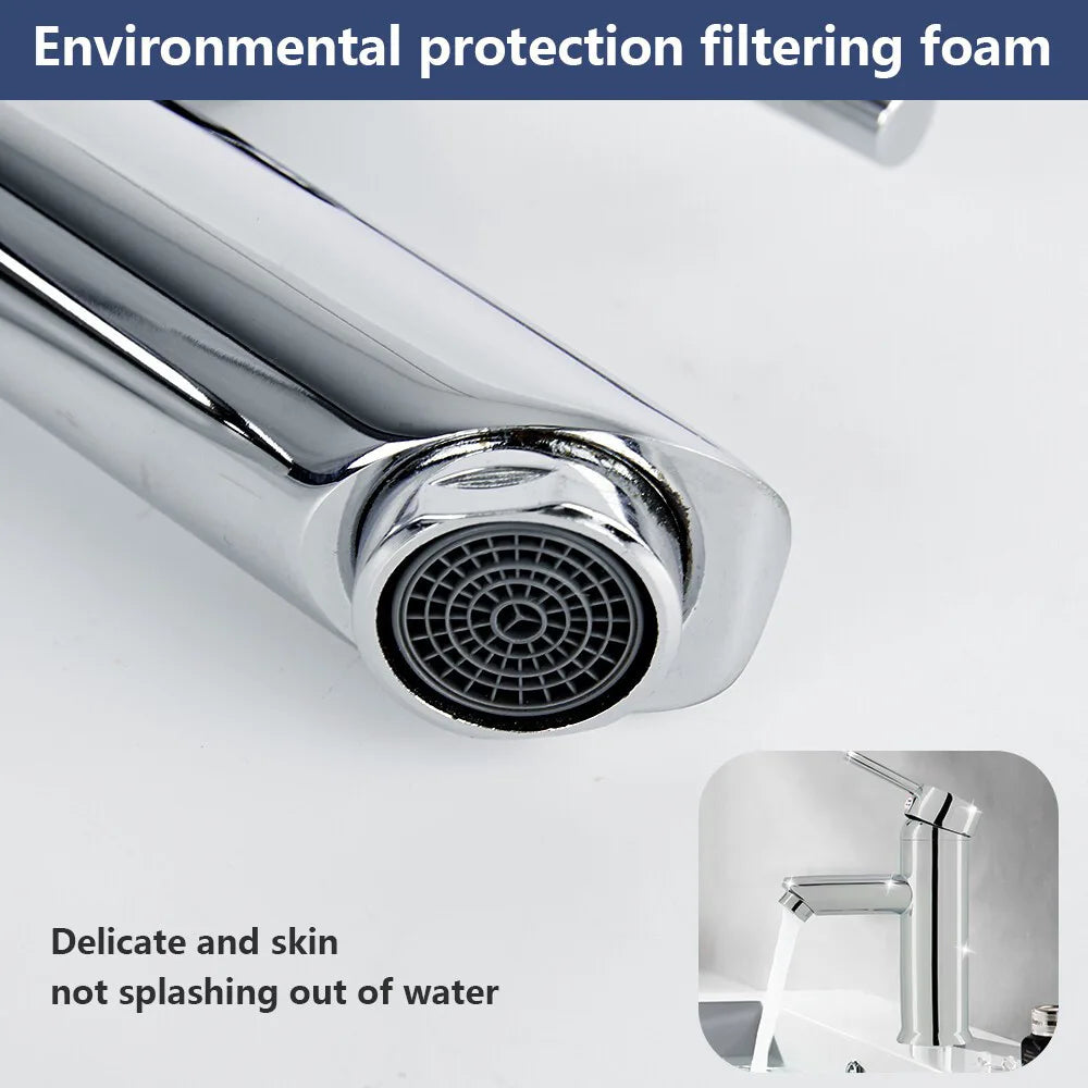 Cisivis Cloakroom Modern Bathroom Basin Sink Mono Chrome Mixer Tap Waste New