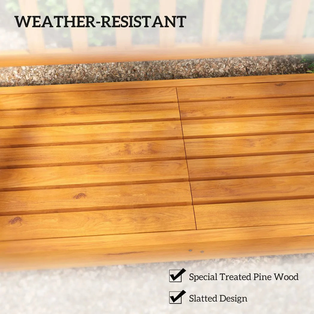 Outsunny Wooden Bench with Liftable Middle Table, Outdoor Bench, Patio Loveseat for Porch, Garden, Seats 2-3 People