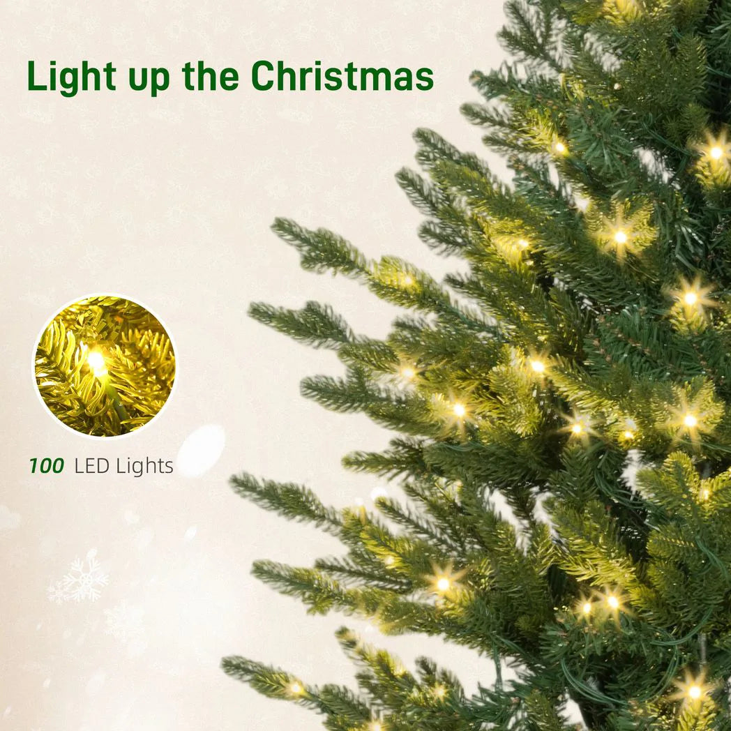 HOMCOM Set of Two Artificial 4ft Christmas Trees, with Lights - Green