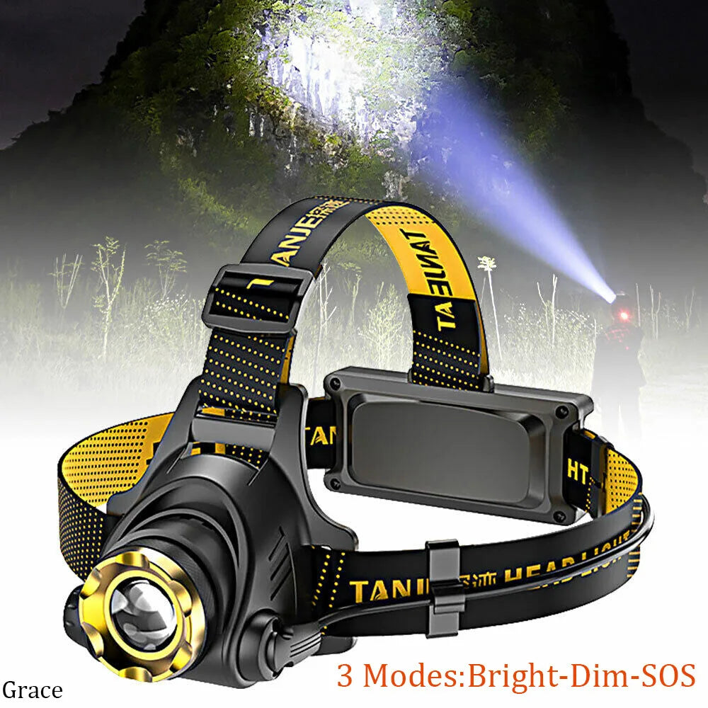 USB Rechargeable LED Headlamp 3-Modes Adjustable Camping Hiking Headlight  W/Car Charger+USB Cable (US Logistics For USPS/DHL/Fedex/UPS. No designated logistics accepted，TK/TMEU only For self-pickup）