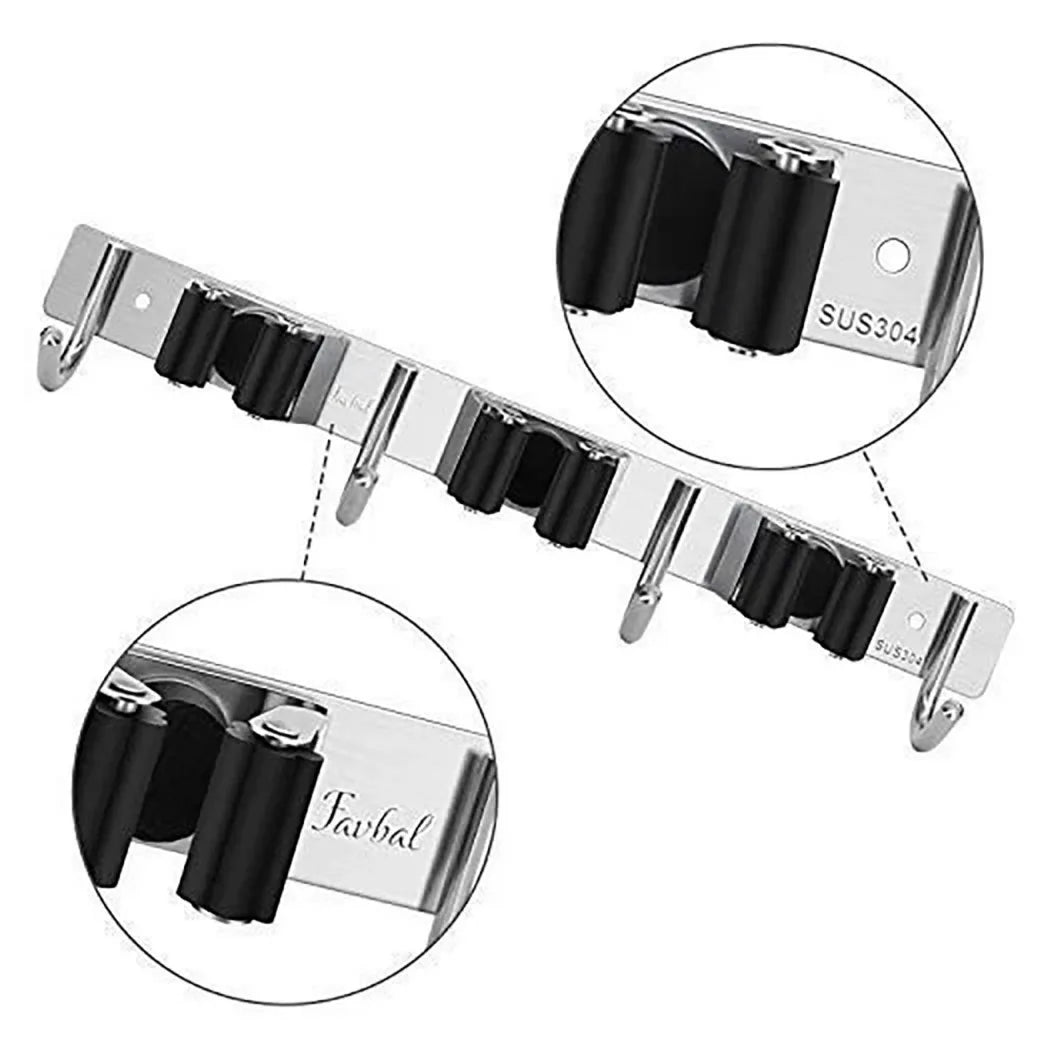 Garage Wall Organizer: 3-Slot Tool Holder with 4 Hooks for Efficient Storage