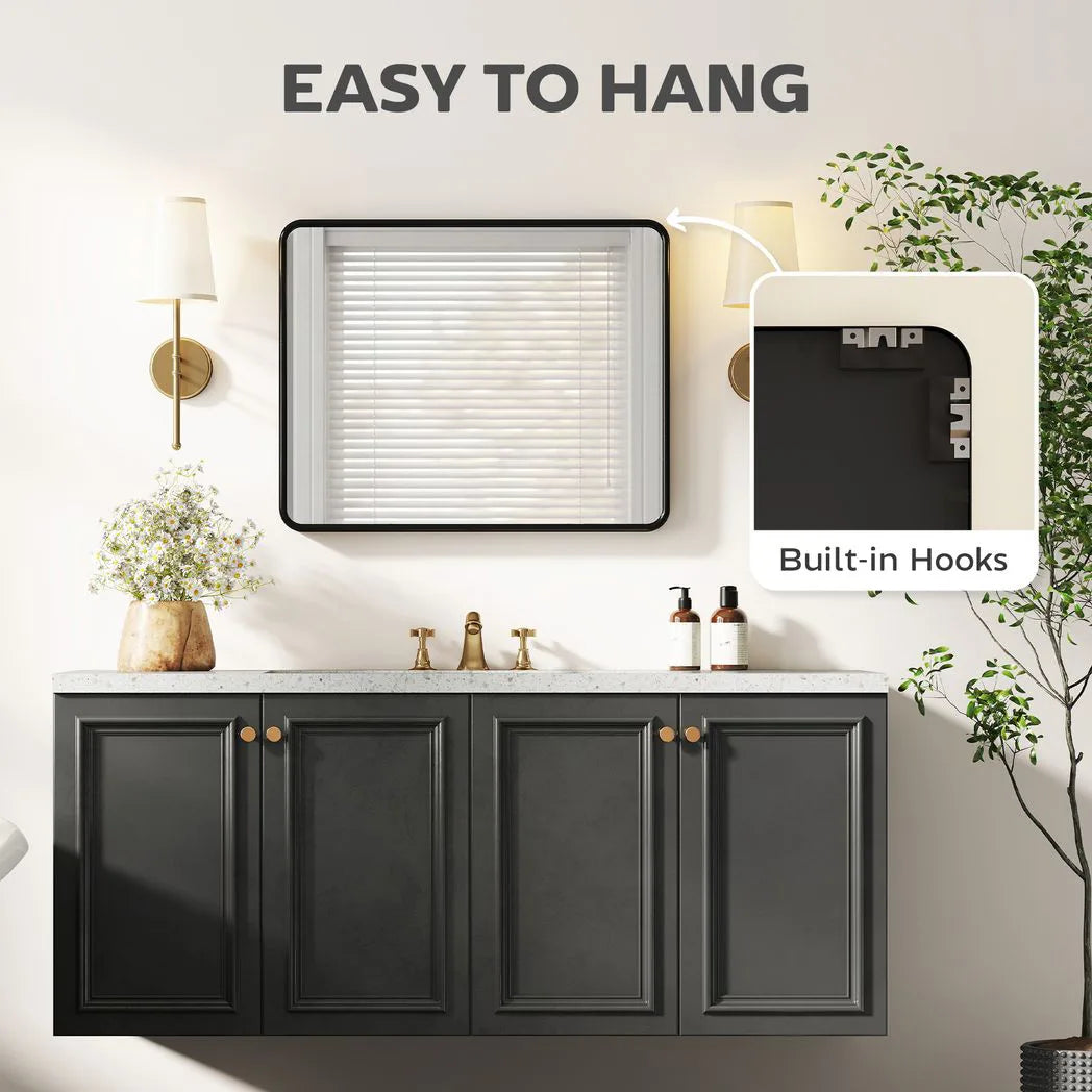 HOMCOM Rectangular Wall Mirror with HD Glass - Black