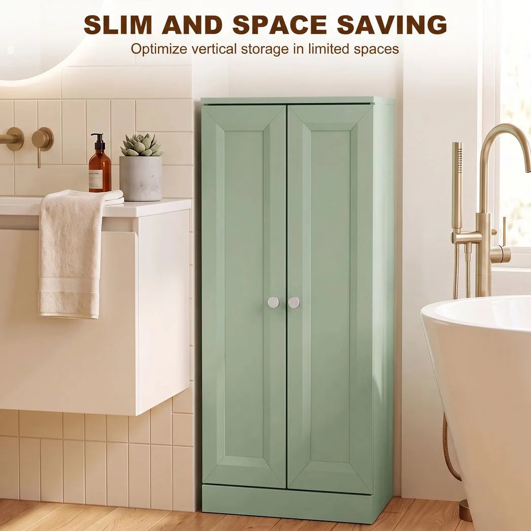 HOMCOM Narrow Bathroom Cabinet, Slim Storage Cabinet with 2 Doors & 4 Tiers, Freestanding Narrow Cupboard