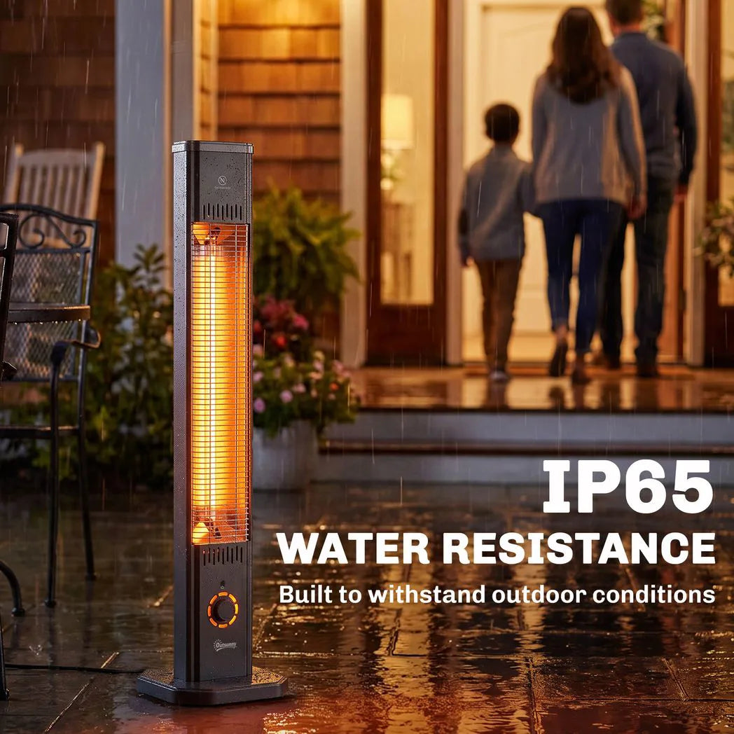 Outsunny 2000 W Electric Infrared Patio Heater with Cover, Free Standing/Wall Mounted IP65 Outdoor Garden Heater, Black