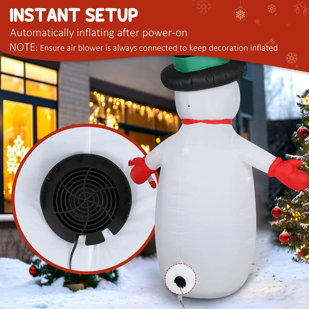 Outsunny 8FT Christmas Inflatable Outdoor Decoration with Dynamic Disco & LED Lights, Self-Inflating Christmas Blow Up Snowman for Garden, Indoor Outdoor Home Decor