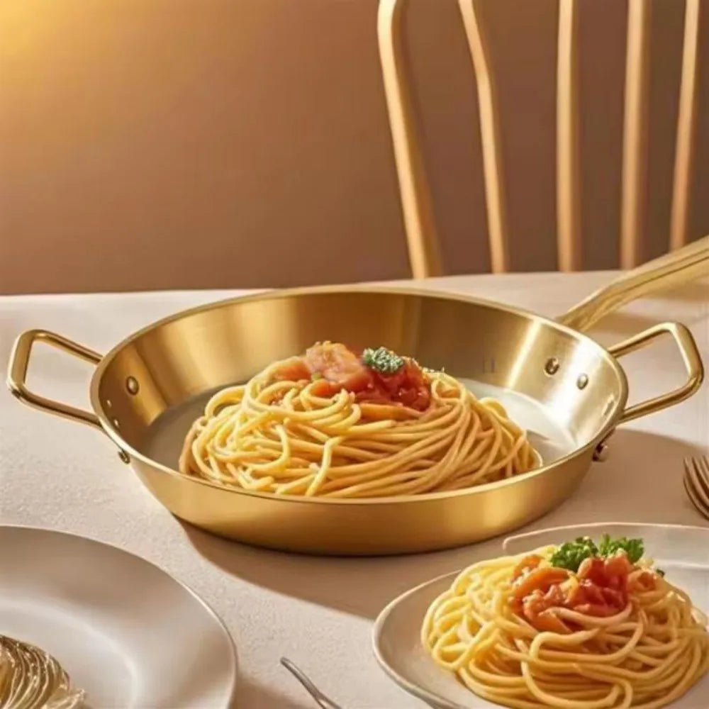 3pcs Stainless Steel Double Ear Seafood Rice Pot Frying Pan Crayfish Plate Pan