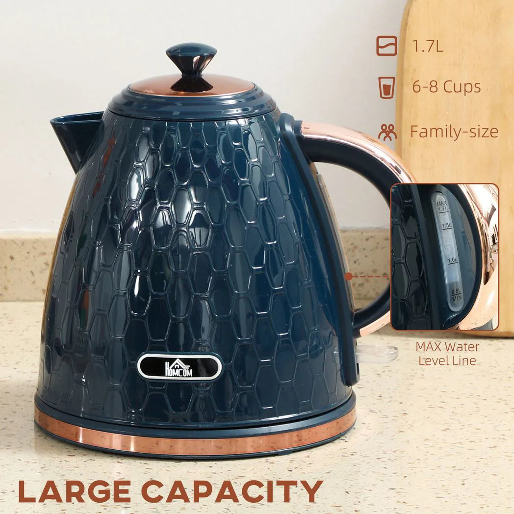 HOMCOM 3000W Rapid Boil Honeycomb Kettle - Dark Blue