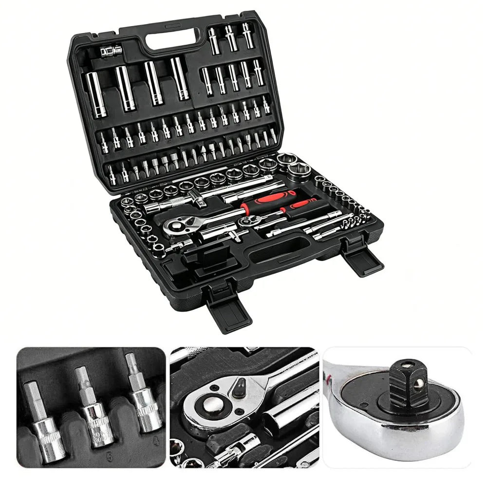 94 Piece 1/2" & 1/4" Drive Socket Set Screwdriver Ratchet Bits Wrench Tool Kit