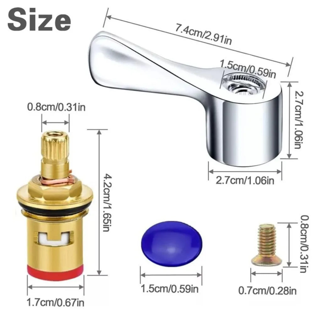 2Sets Faucet Handle And Turn Tap G1/2 Handle Knob Lever Taps Tops Valves Kits f