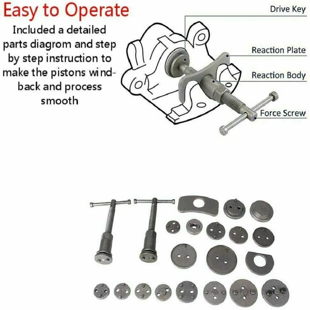 23pc Disc Piston Caliper Brake Rewind Wind Back Tool Kit Set Car Auto Universal