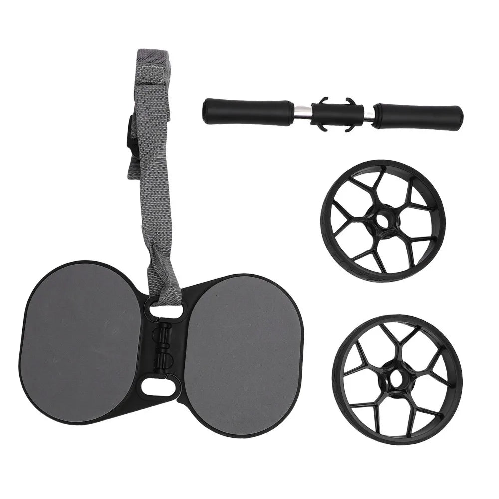 Abdominal Wheel Roller With Automatic Rebound Pull Strap Knee Pad Men Women Dual
