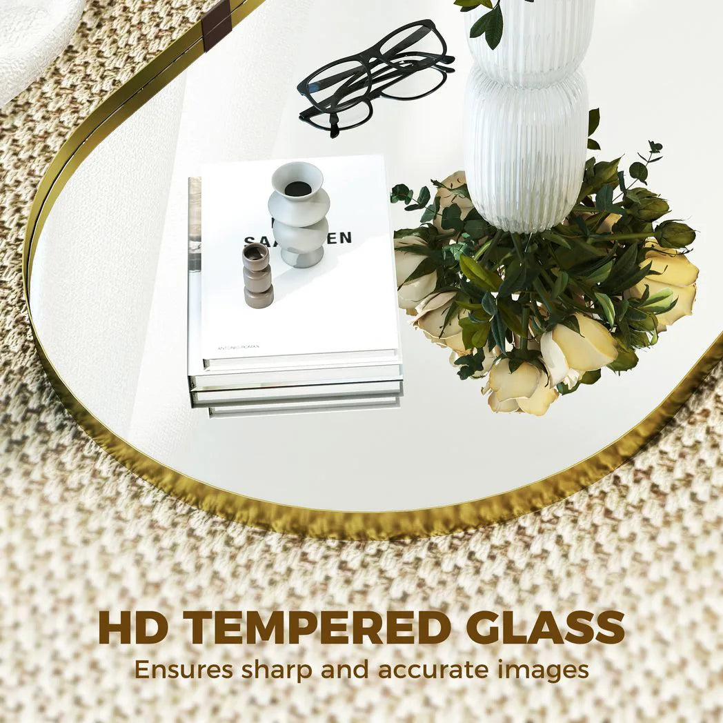 HOMCOM Wall Mirror, Bathroom Mirror with Elevated Aluminium Alloy Frame, 60 x 90 cm, Gold Tone