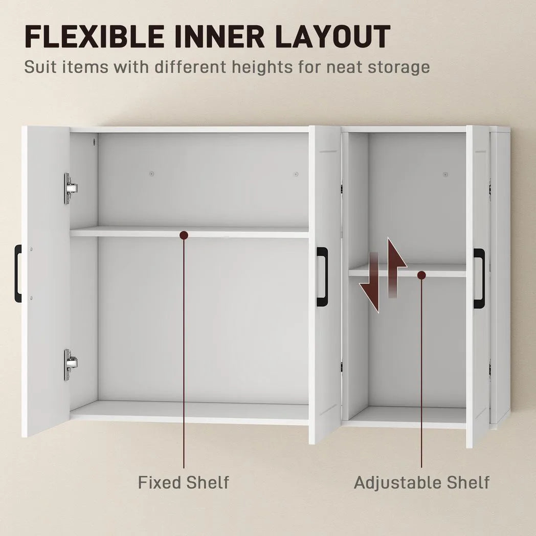 HOMCOM Bathroom Wall Cabinet, Wall Mounted Bathroom Cabinet, Over the Toilet Space Saver with Adjustable Shelves, White