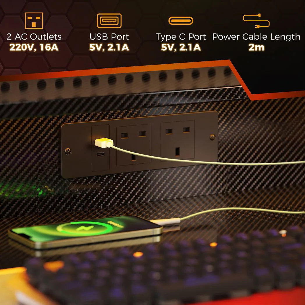 HOMCOM Two-Level LED Gaming Desk - Black