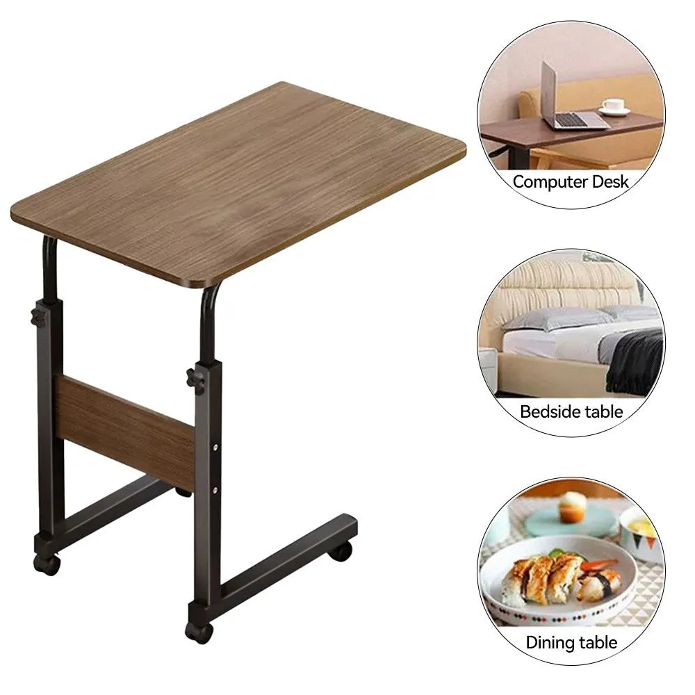 Medical Overbed Bedside Table Adjustable Height with Wheels Hospital Home Desk