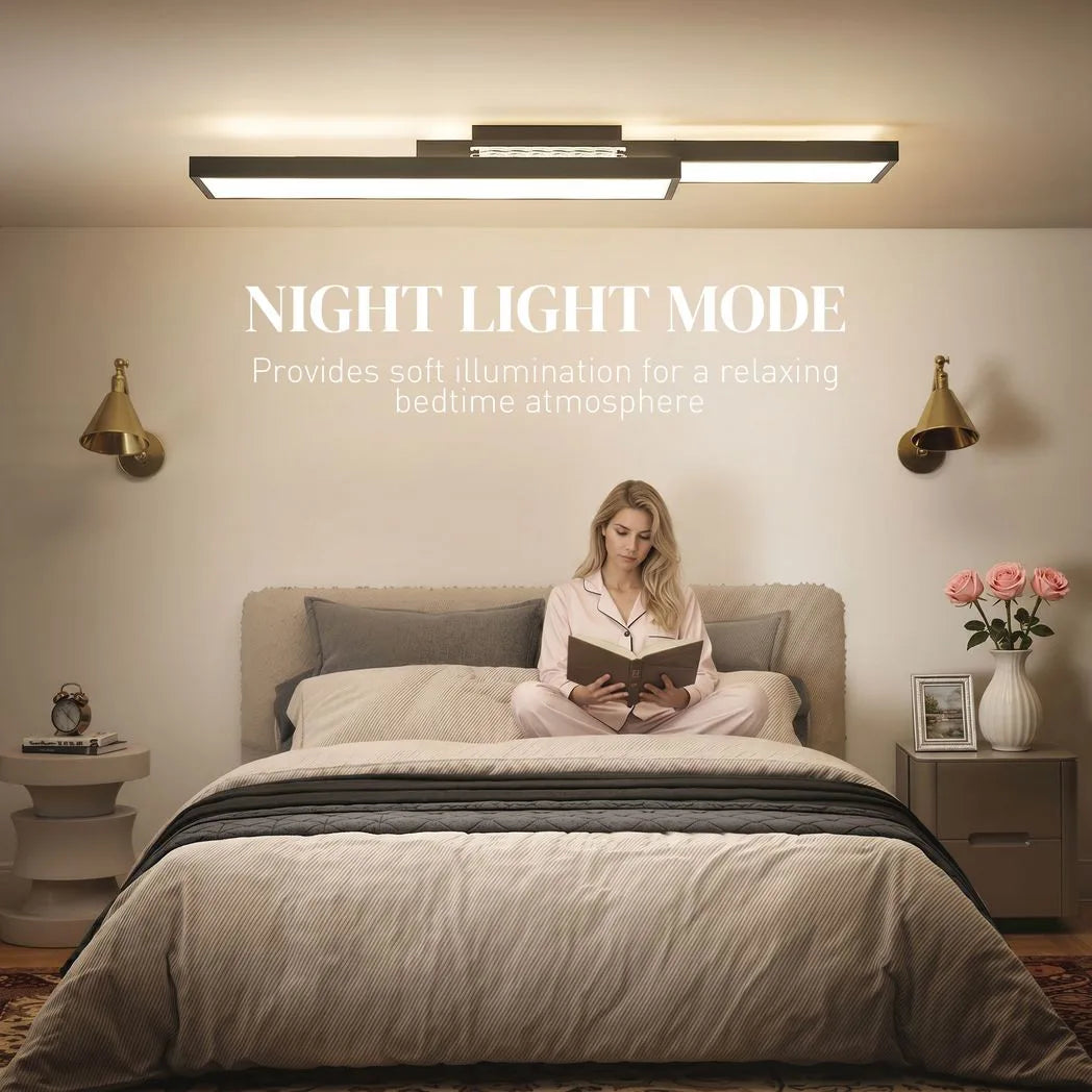 HOMCOM LED Ceiling Light, Modern Dimmable Ceiling Light with Wall Switch & Remote Control, Flush Mount Fixture Lamp with 3000-6000K Colour Temperatures for Living Room, Bedroom, Black