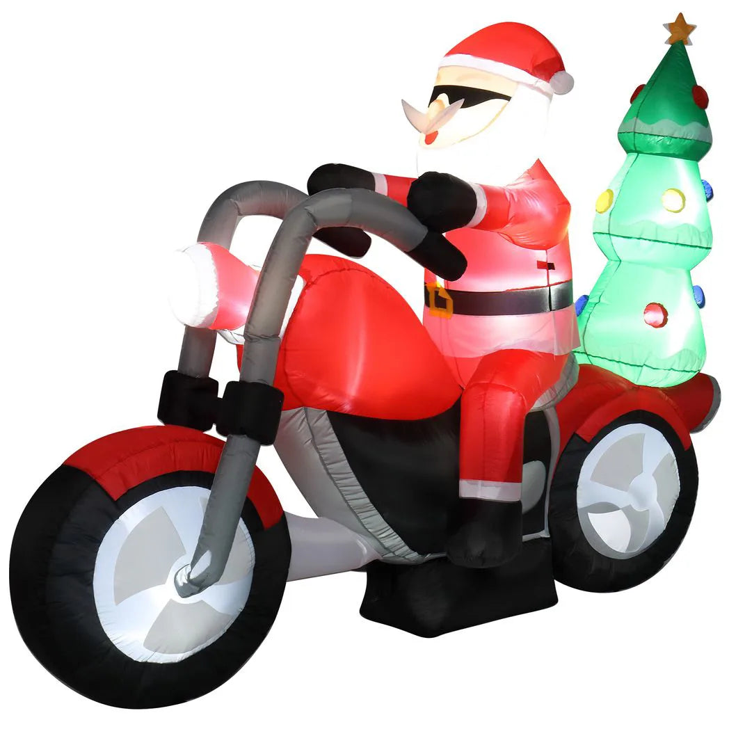 6ft 18W 7 LED Lights Santa Claus Rides Motorcycle Garden Santa Claus Decoration