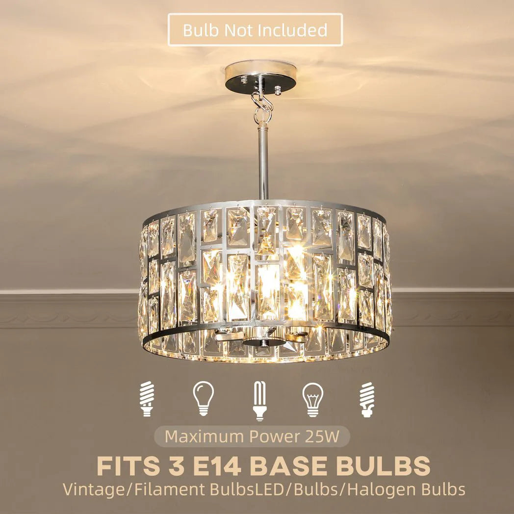 HOMCOM 72 Glass Crystallite Chandelier - Silver-Tone