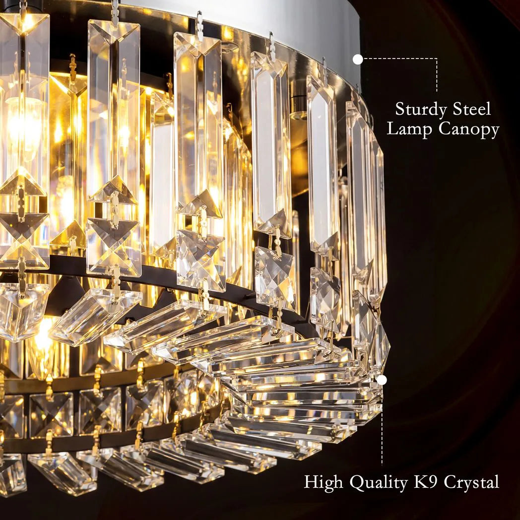 HOMCOM Crystal Chandeliers with 160 Crystal Pendants, 6-Light Ceiling Light for Living Room, Bedroom Dining Room, Silver Tone