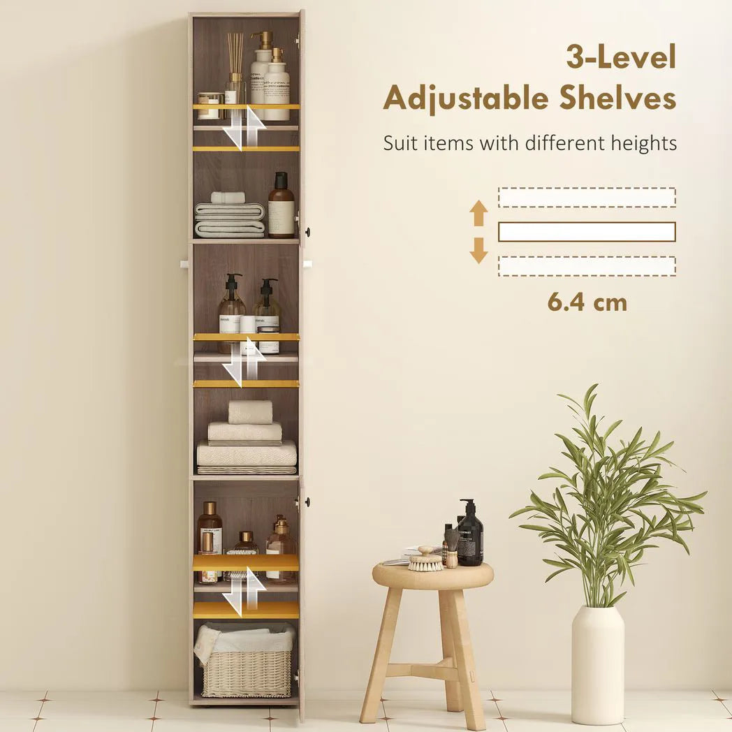 HOMCOM 6-Tier Tall Bathroom Cabinet - Natural