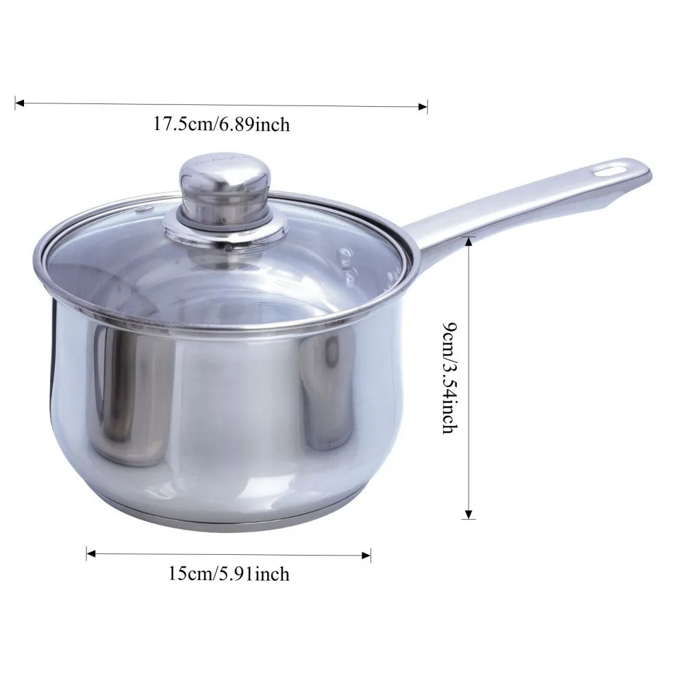 Stainless Steel 3Pcs Cookware Set Saucepan Stockpot Fry Pan w/Lids Steel Handle