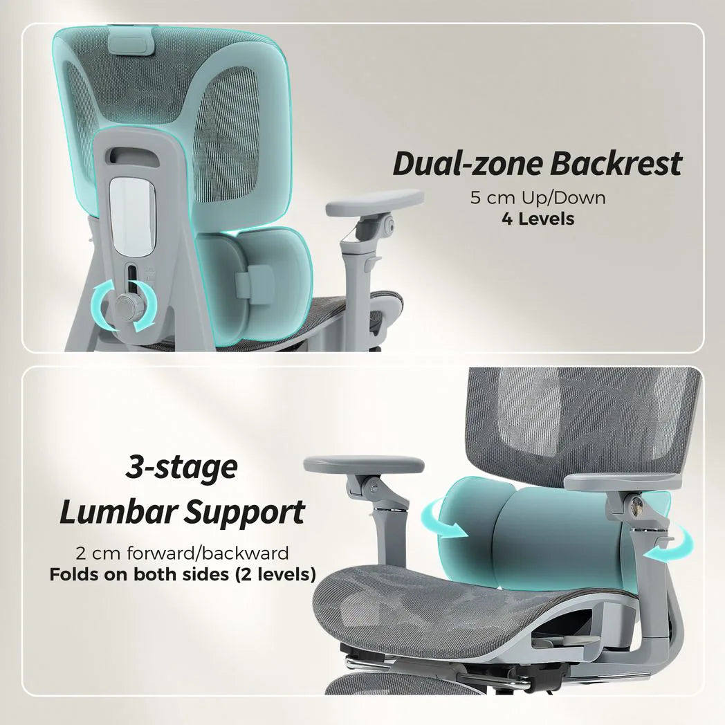 HOMCOM Ergonomic Office Chair, High Back Mesh Desk Chair, Grey