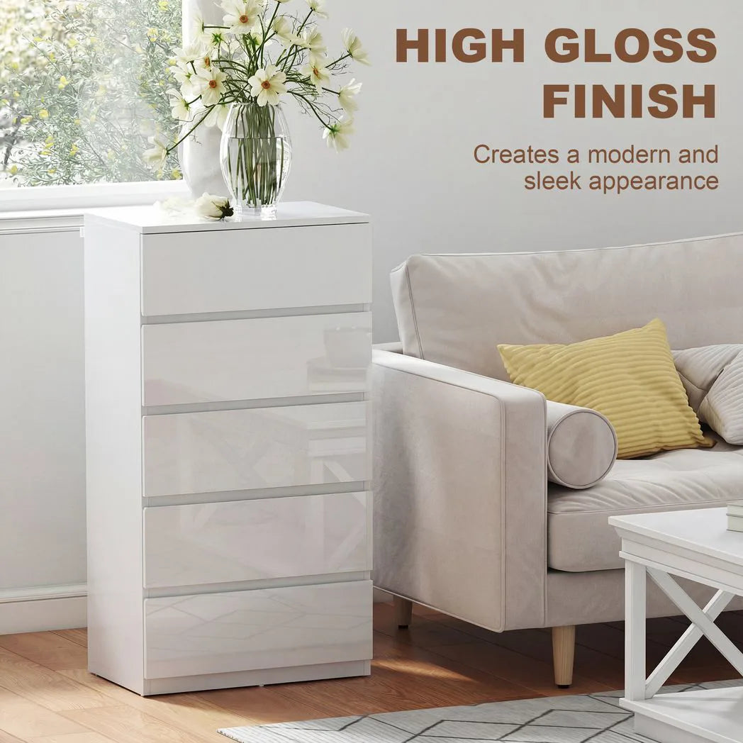HOMCOM Chest of Drawers, 5-Drawer Storage Cabinets, Modern Dresser, Storage Drawer Unit for Bedroom