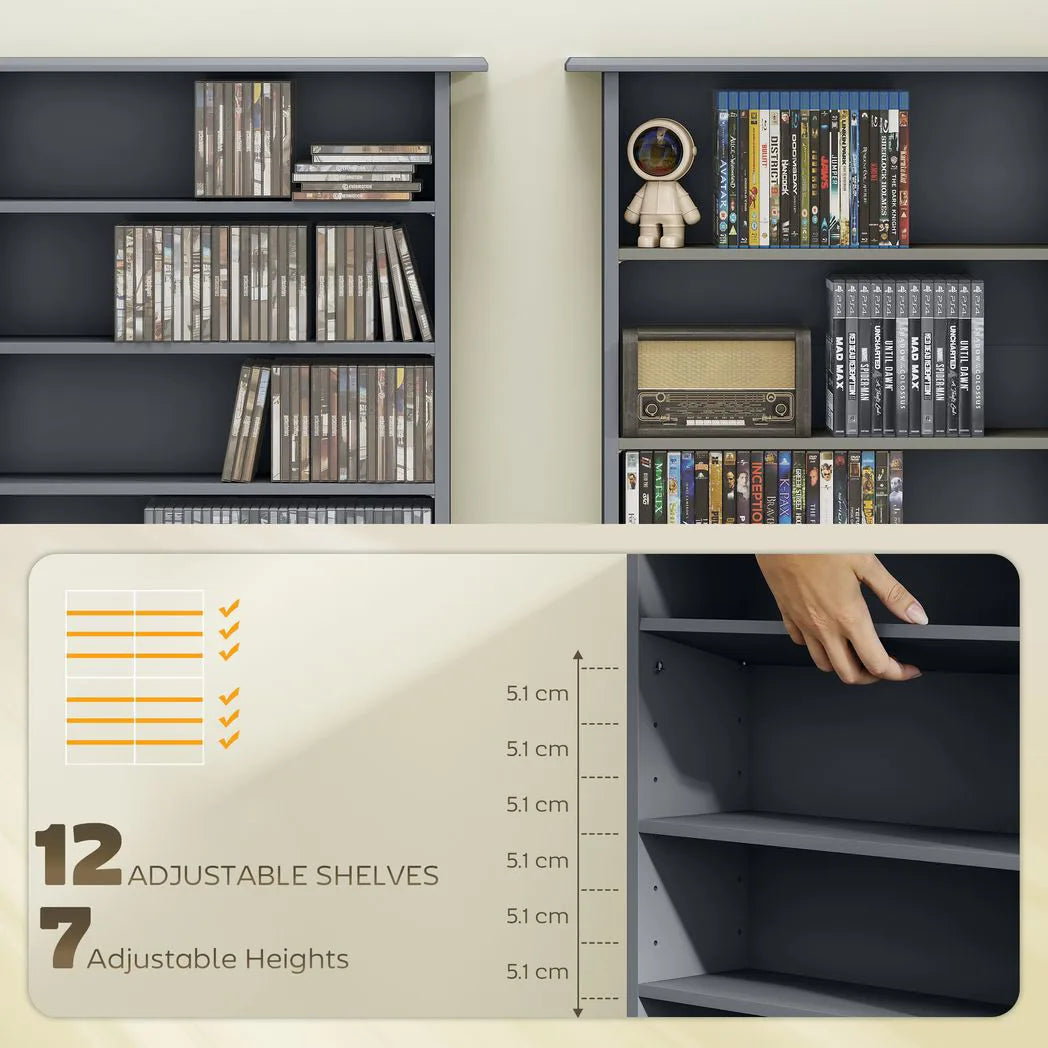 HOMCOM 16-Compartment Media Shelf - Grey
