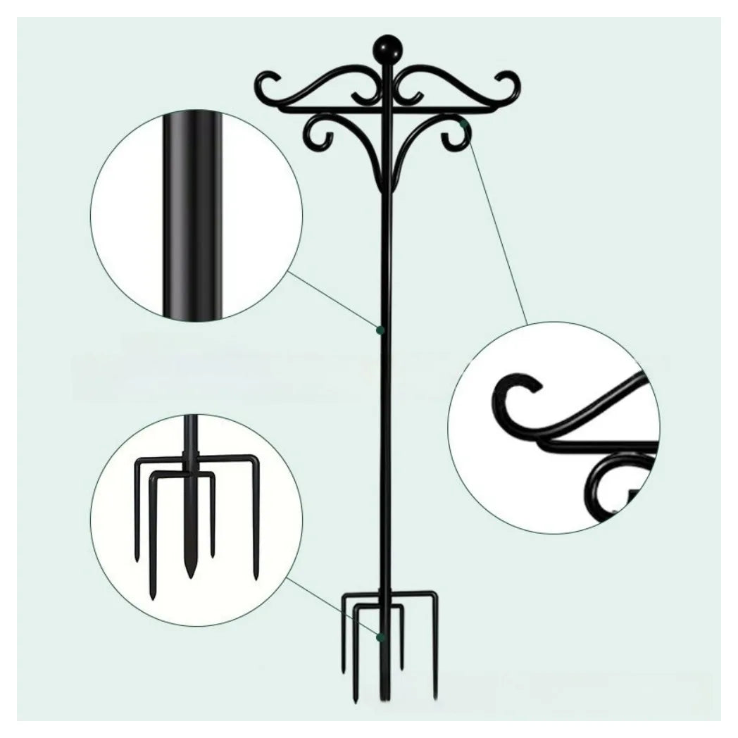 Bird Feeder Pole Stand,193cm Adjustable Feeding Station Hanging Hook, Heavy Duty
