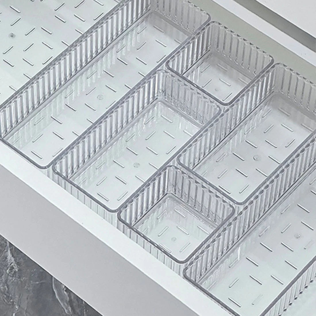 11pcs Drawer Organiser Set Clear Makeup Trays Plastic Desk Drawer Dividers Boxes