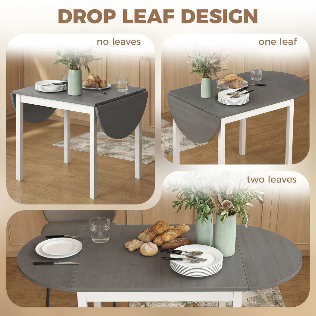 HOMCOM 4-6 Person Wooden Drop-Leaf Table - Grey
