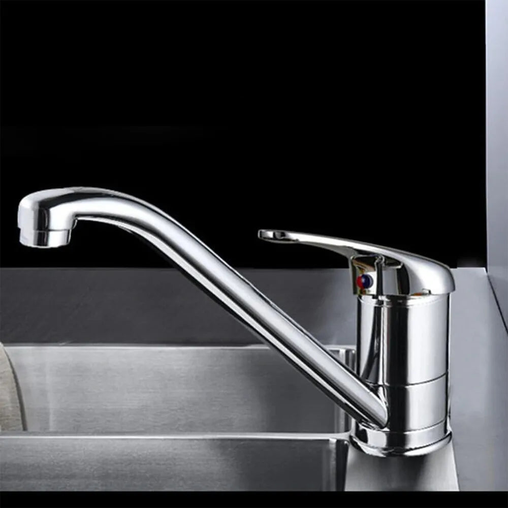 Modern Kitchen Sink Mixer Taps Swivel Spout Single Lever Tap Luna Mono Chrome UK