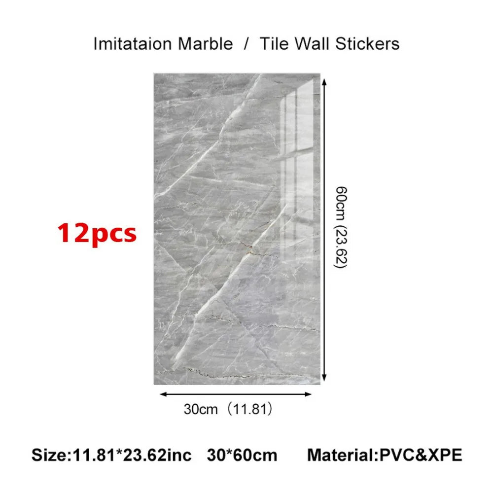 Marble-pattern wall stickers—self-adhesive decorative stickers for kitchens and bathrooms-12pcs
