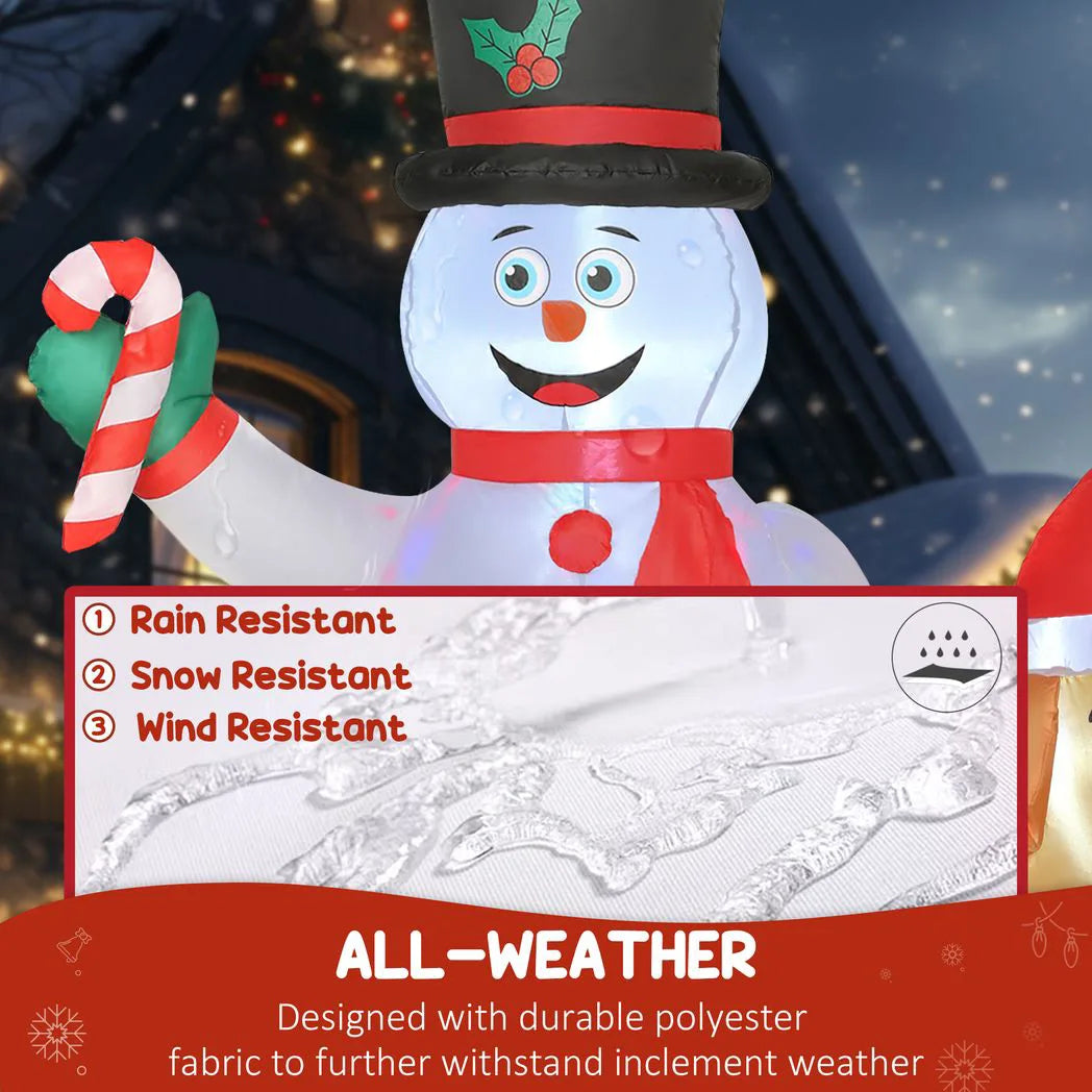 Outsunny 6FT Christmas Inflatables Snowman & Dog with Built-in LED Lights and Flashing Light, Blow Up Christmas Inflatable Decoration for Indoor Outdoor Decor, Garden
