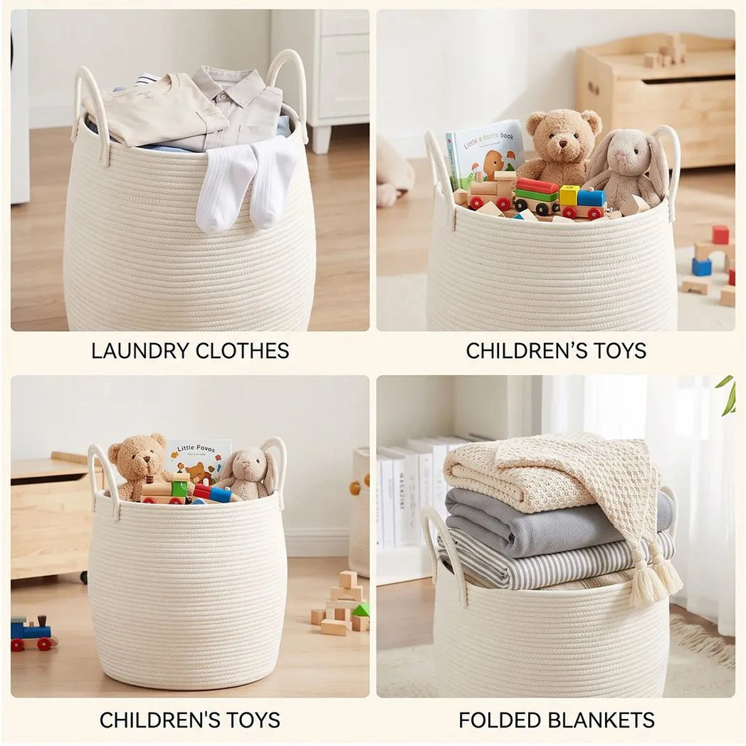 65L Laundry Basket Folding Bin Bag Hamper Dirty Washing Clothes Storage Handle-White
